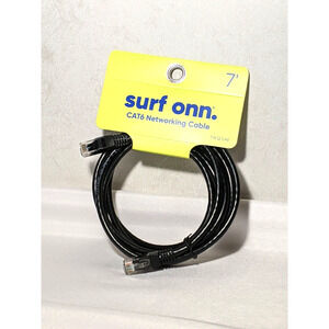 Surf ONN CAT6 Networking Cable 7' Black NEW